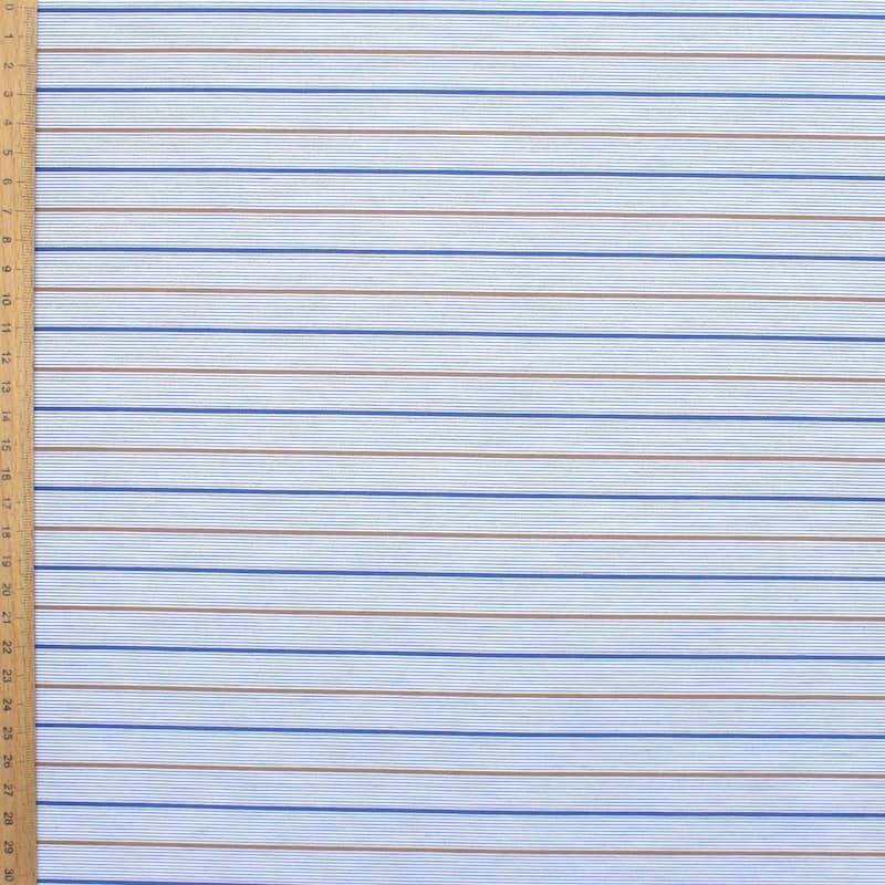 Striped fabric - blue and beige 