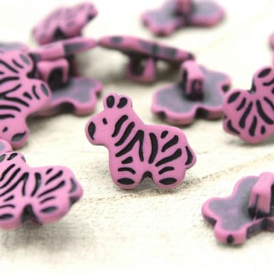 Zebra resin button - pink and black