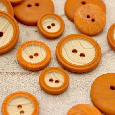 Vintage wooden button - orange 