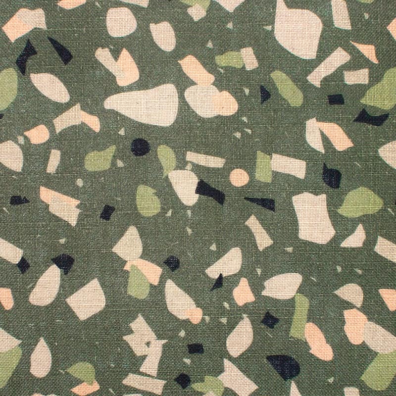 Fabric in viscose and linen with confetti - khaki
