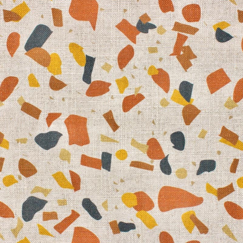 Fabric in viscose and linen with confetti - beige / rust-colored