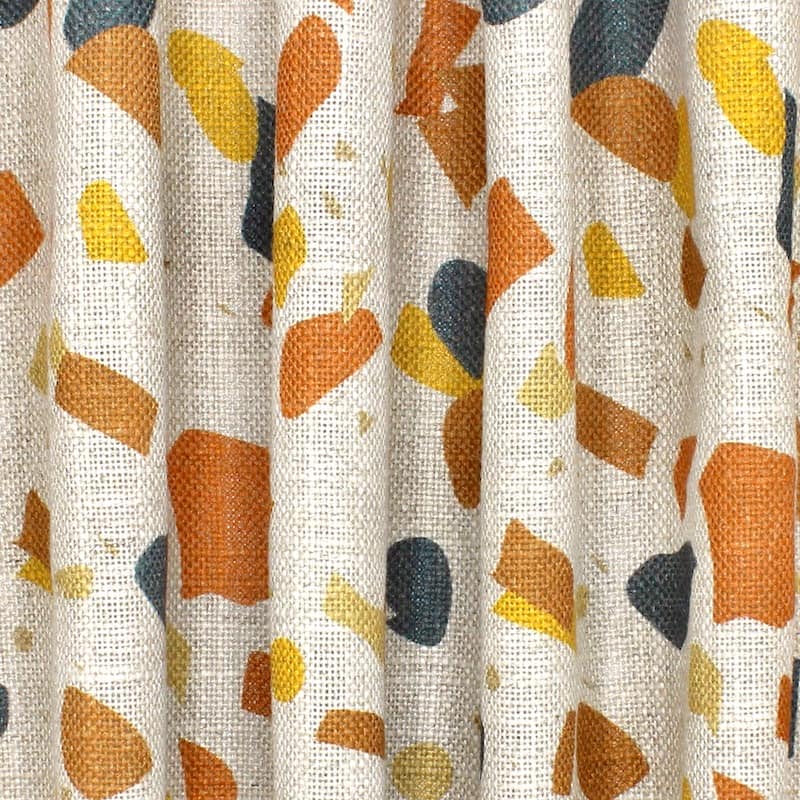 Fabric in viscose and linen with confetti - beige / rust-colored