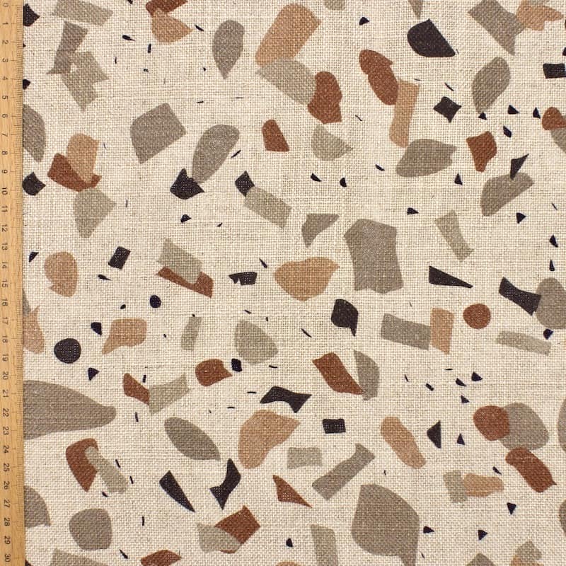 Fabric in viscose and linen with confetti - beige / brown