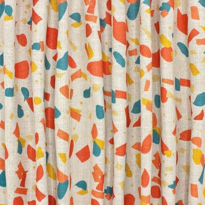 Fabric in viscose and linen with confetti - beige / orange