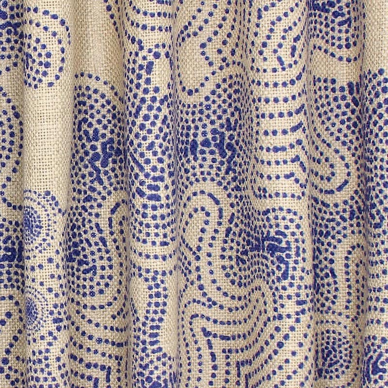 Fabric in viscose and linen with graphic print - beige 