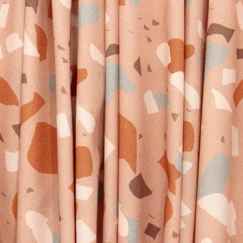 Cotton fabric with twill weave and terrazzo - salmon pink 