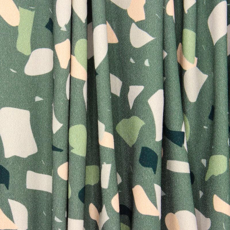 Cotton fabric with twill weave and terrazzo - green