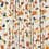 Cotton fabric with twill weave and terrazzo - chalk white / rust-colored