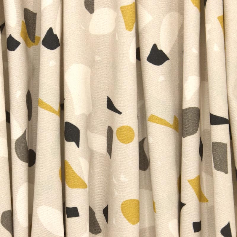 Cotton fabric with twill weave and terrazzo - beige