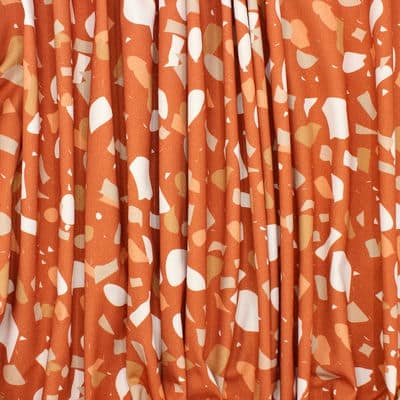 Cotton fabric with twill weave and terrazzo - rust-colored