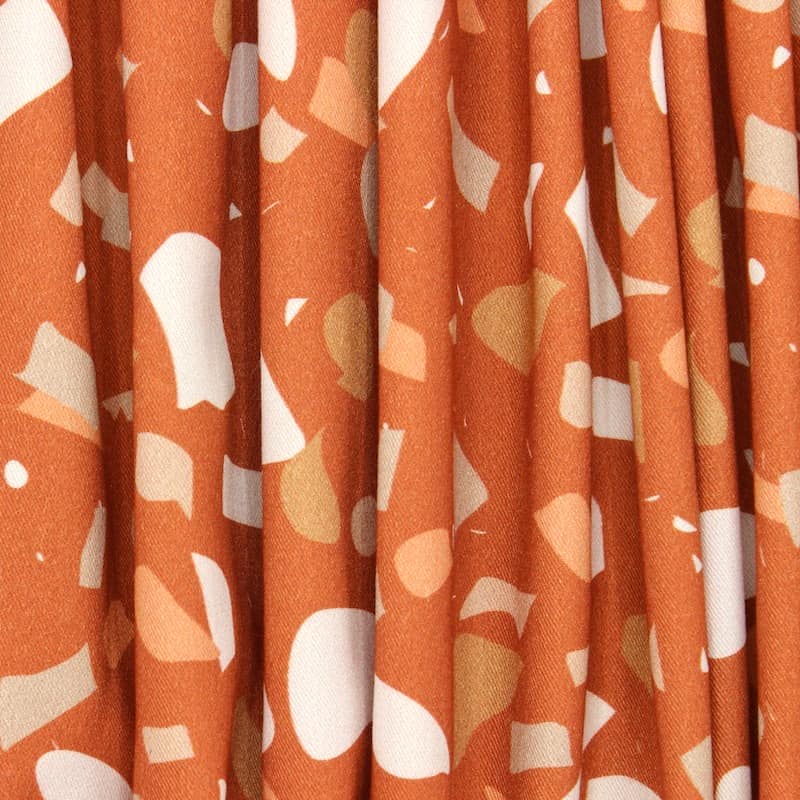 Cotton fabric with twill weave and terrazzo - rust-colored