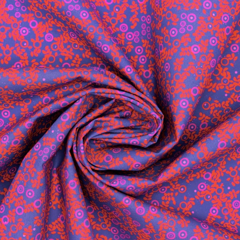 Cotton poplin fabric with small berries - purple