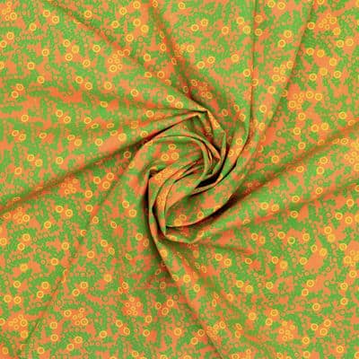 Cotton poplin fabric with small berries - orange