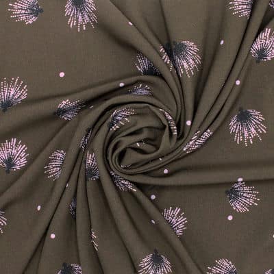 Viscose fabric with flowers - brown