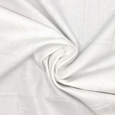Cloth of 3m Jacquard satin fabric with flowers - white
