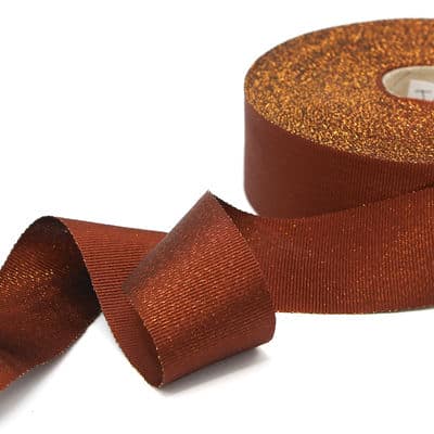 Grosgrain  with Lurex - white and rust-colored