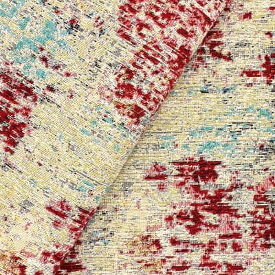 Jacquard fabric - beige and wine red