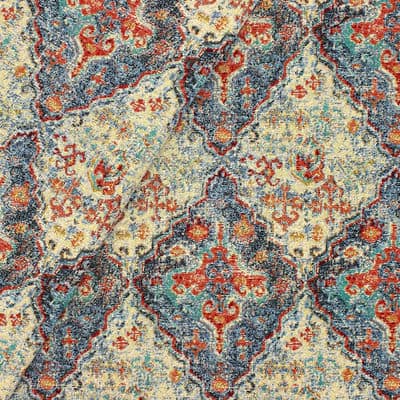 Jacquard fabric with patterns - red and blue 