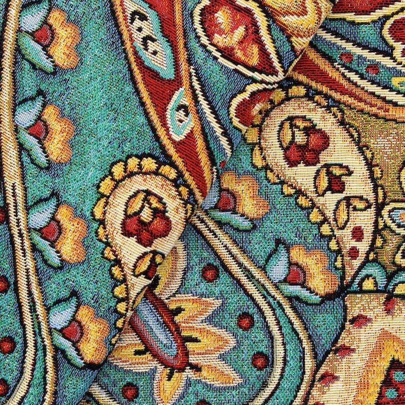 Tissu jacquard grand paisley multicolore