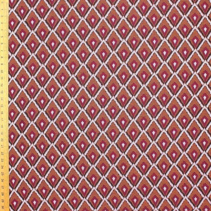 Jacquard fabric with rhombs - terracotta