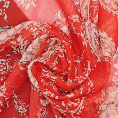 Tissu voile paisley - rouge