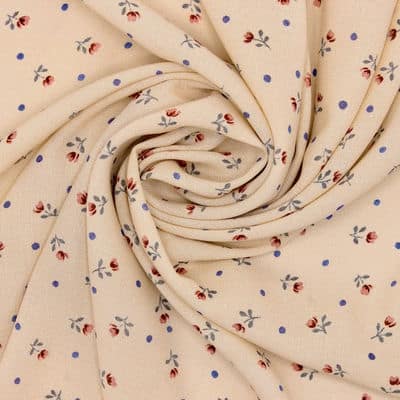 Polyester fabric with flowers - nude 