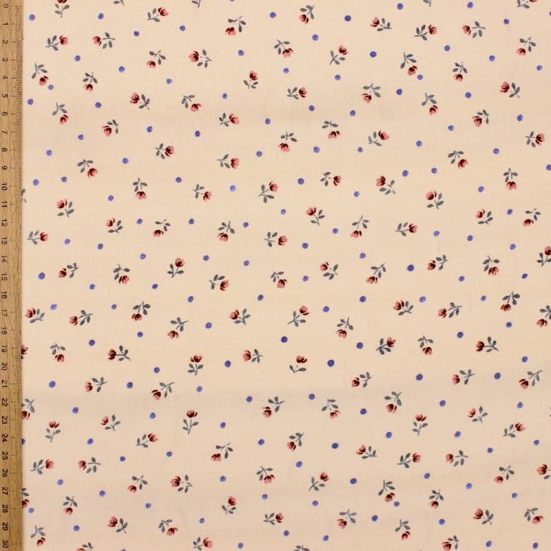 Polyester fabric with flowers - nude 