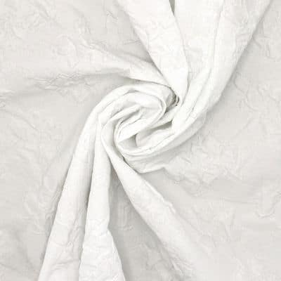 Tissu polyester motif embossé - blanc