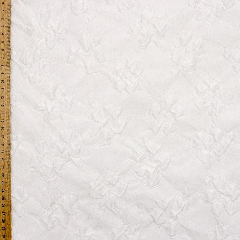 Tissu polyester motif embossé - blanc