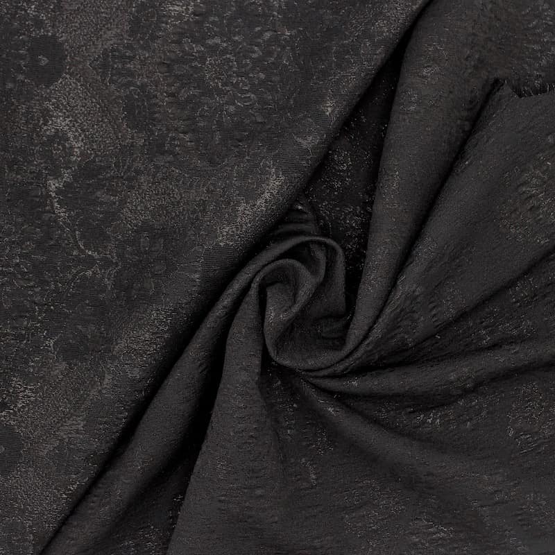 Jacquard fabric with shiny pattern - black 
