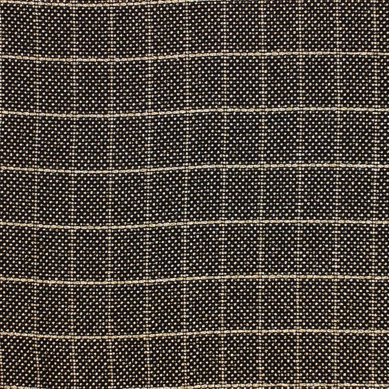Jacquard fabric with squares and dots - gold and black 