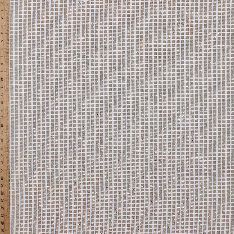 Polyester fabric with silver metal thread - white 