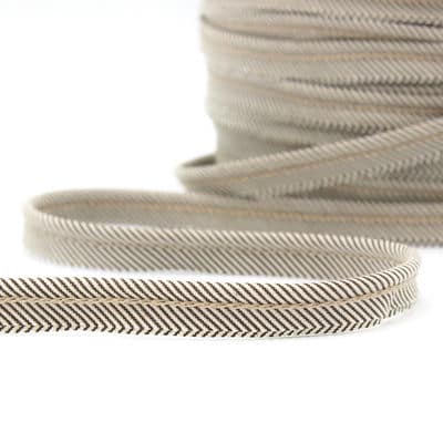 Striped piping cord - black / ecru