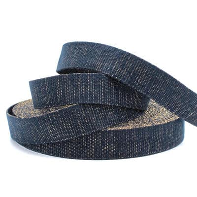 Strap with golden thread - navy blue 