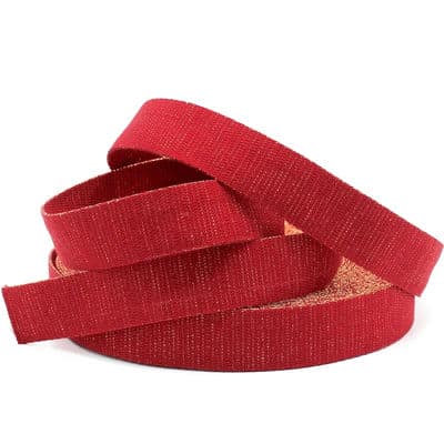 Strap with golden thread - red