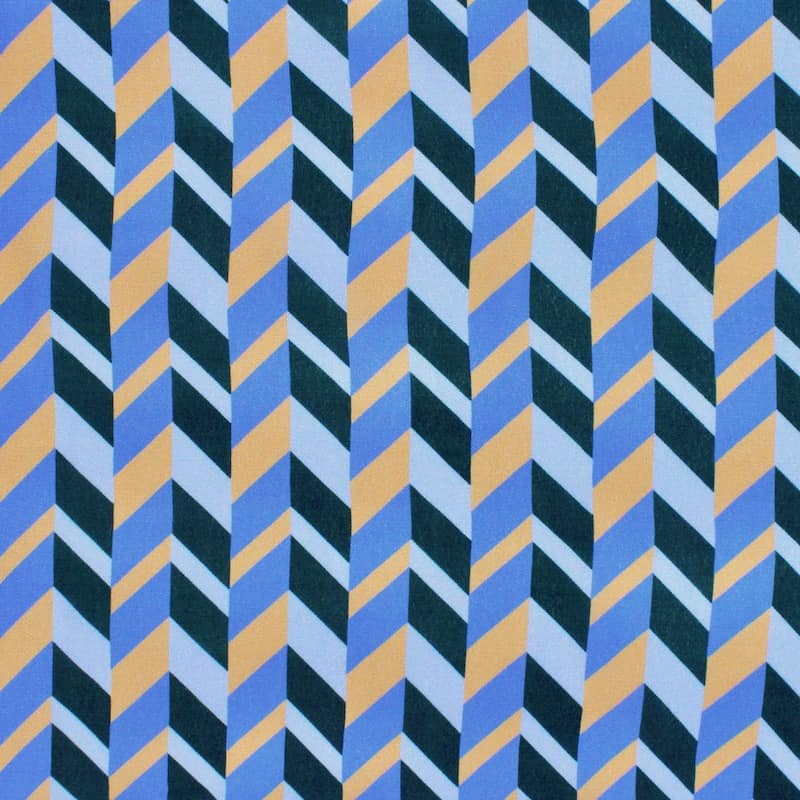 Crêpe fabric with graphic print - blue 