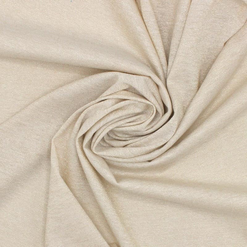 Knit fabric with golden thread - beige 