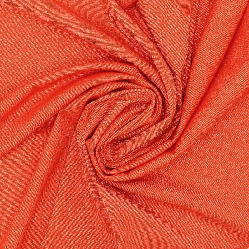 Tissu maille fil doré - orange brûlée