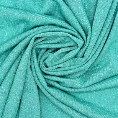 Knit fabric with metallic thread - green