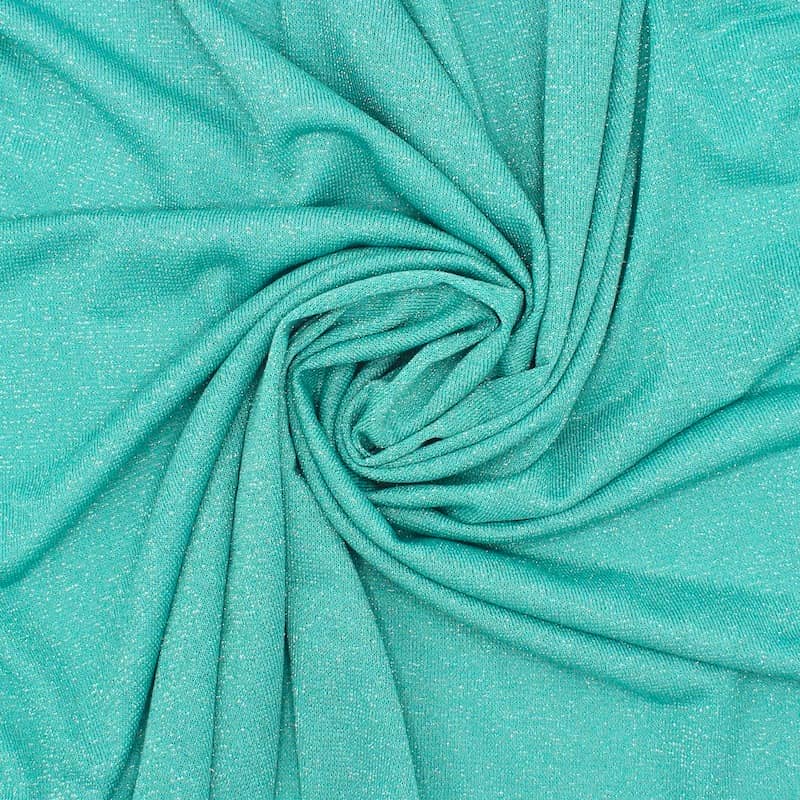 Knit fabric with metallic thread - green