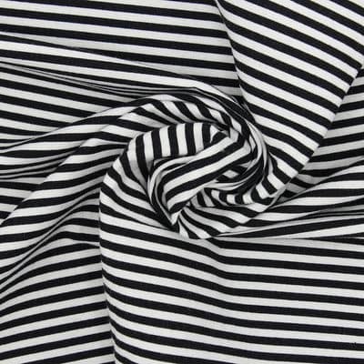 Extensible striped fabric - black and off-white 