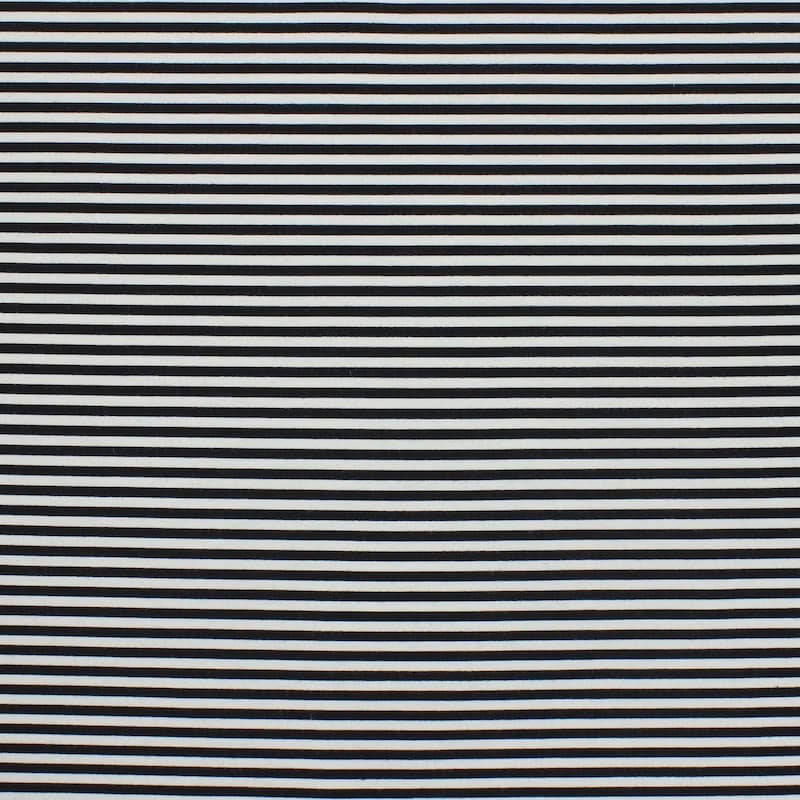 Extensible striped fabric - black and off-white 