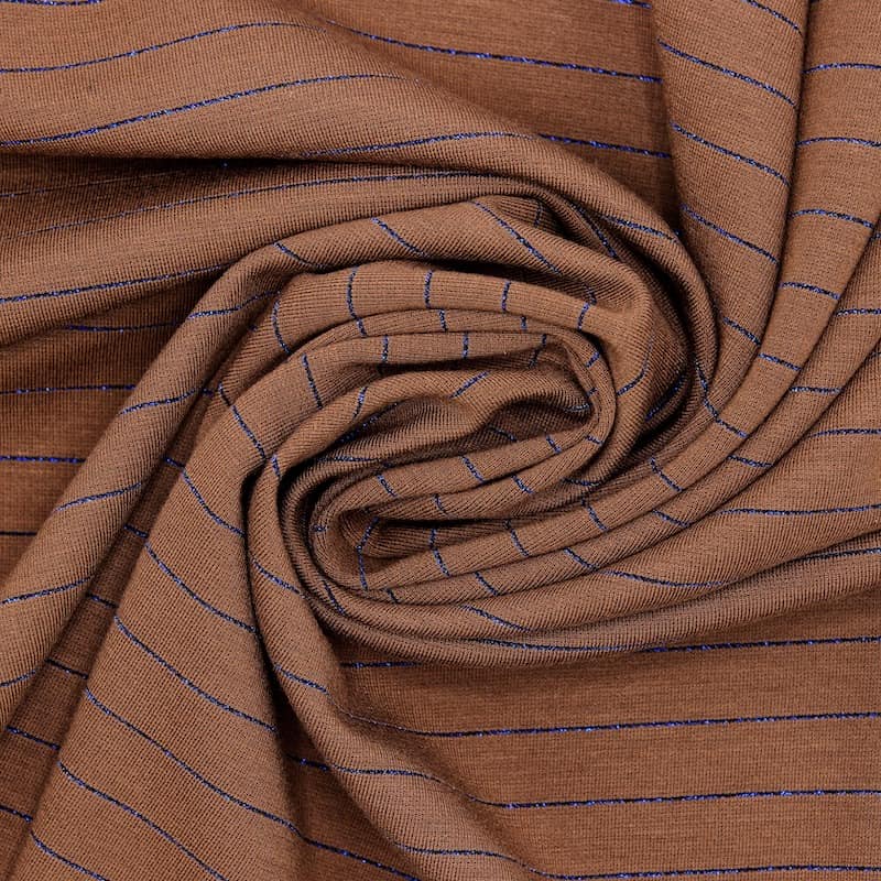 Extensible fabric with metallic thread - brown 