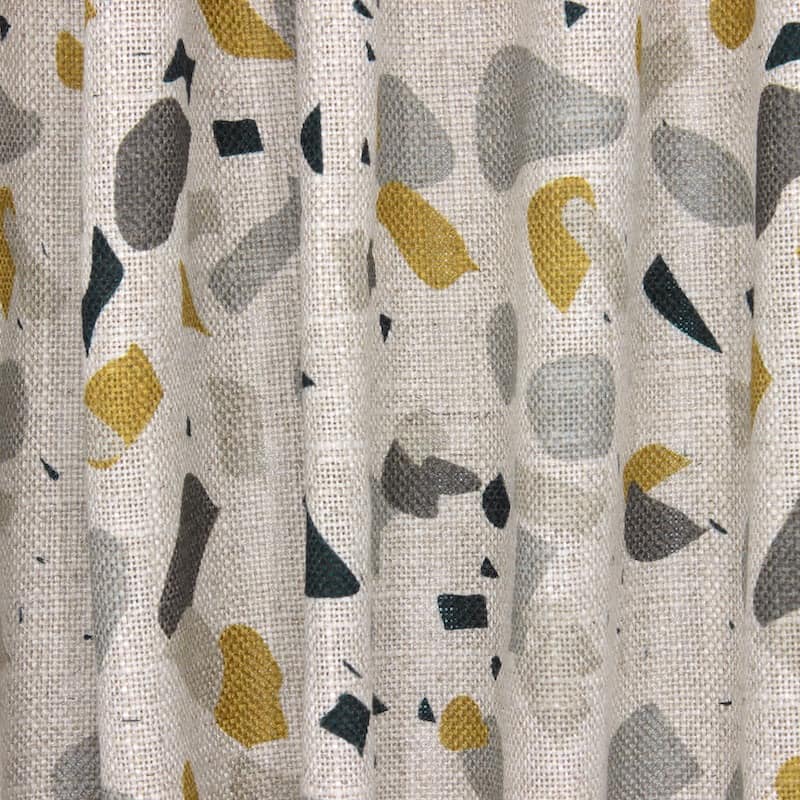 Terrazzo fabric with viscose and linen - beige / grey 