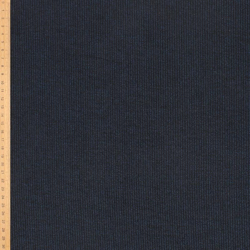 Tissu jersey fil métallisé bleu - noir