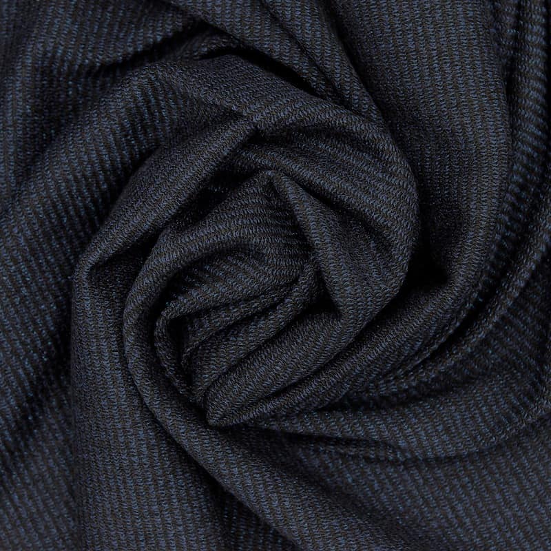 Tissu jersey fil métallisé bleu - noir