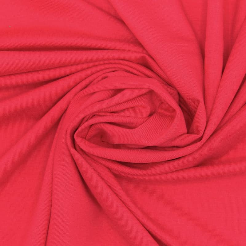 Tissu jersey viscose - rouge framboise