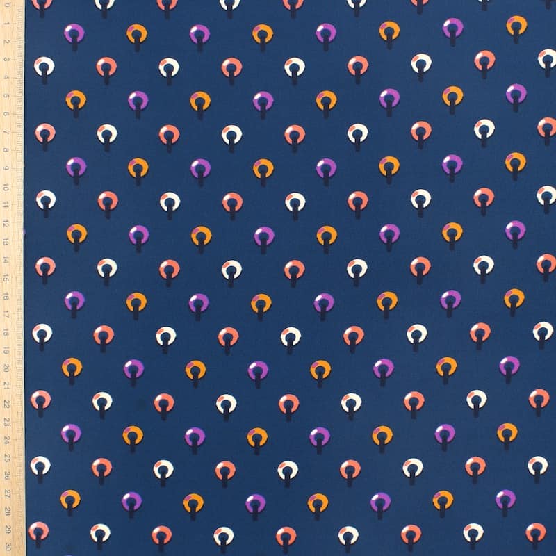 Polyester fabric with patterns - navy blue 