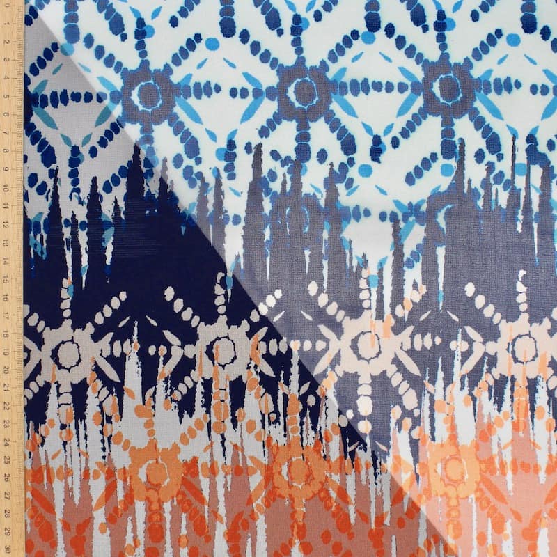 Panel veil with graphic pattern - blue and orange 