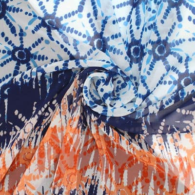 Panel veil with graphic pattern - blue and orange 
